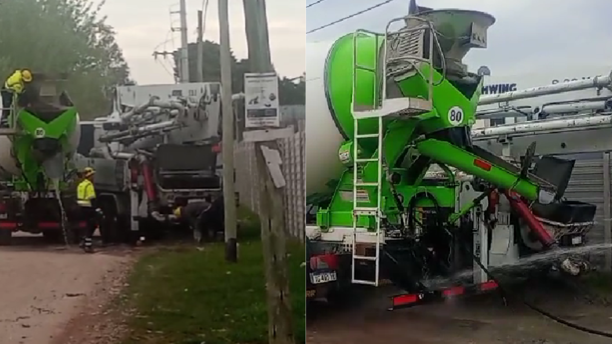 Canning: hormigonera descargó desechos de cemento en plena calle Maipú